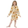 thumbnail image 6 of FORMRS Niños Bathrobe Unisex Hooded Robe Soft Plush Pajamas Sleepwear, Size 7-9T, Watercolor Sunflowers and Leaves, 6 of 7