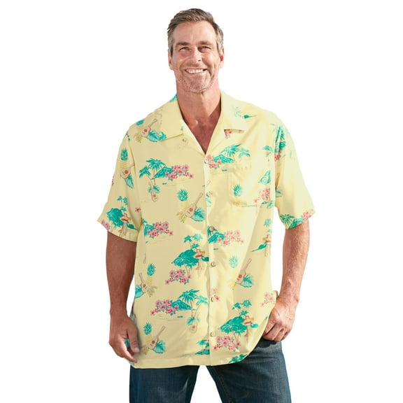 Men's Big & Tall Tropical Rayon Short-Sleeve Shirt