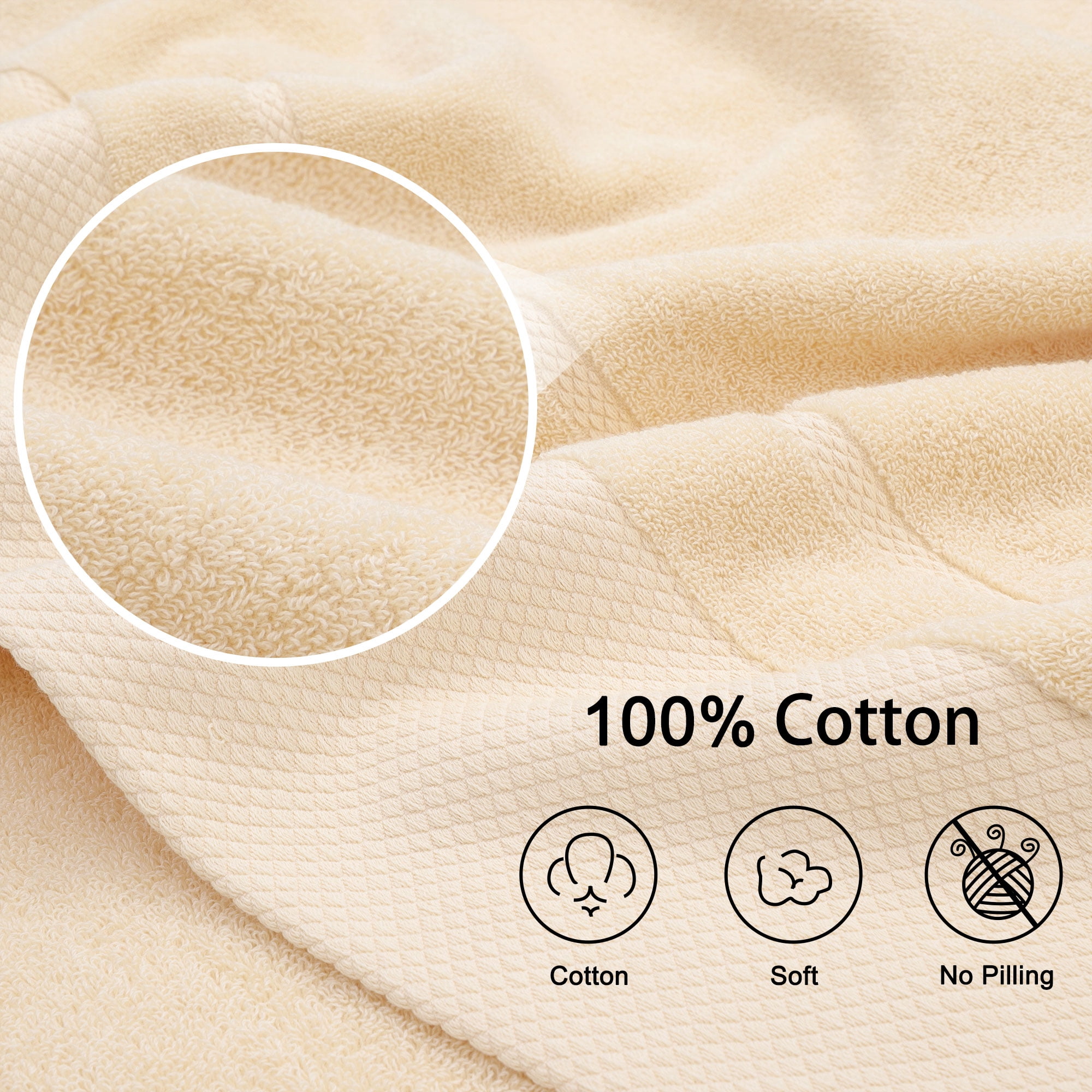 PiccoCasa 4 Pack Champagne Bath Towel Set 27"x54", 100% Cotton Towels Absorbent