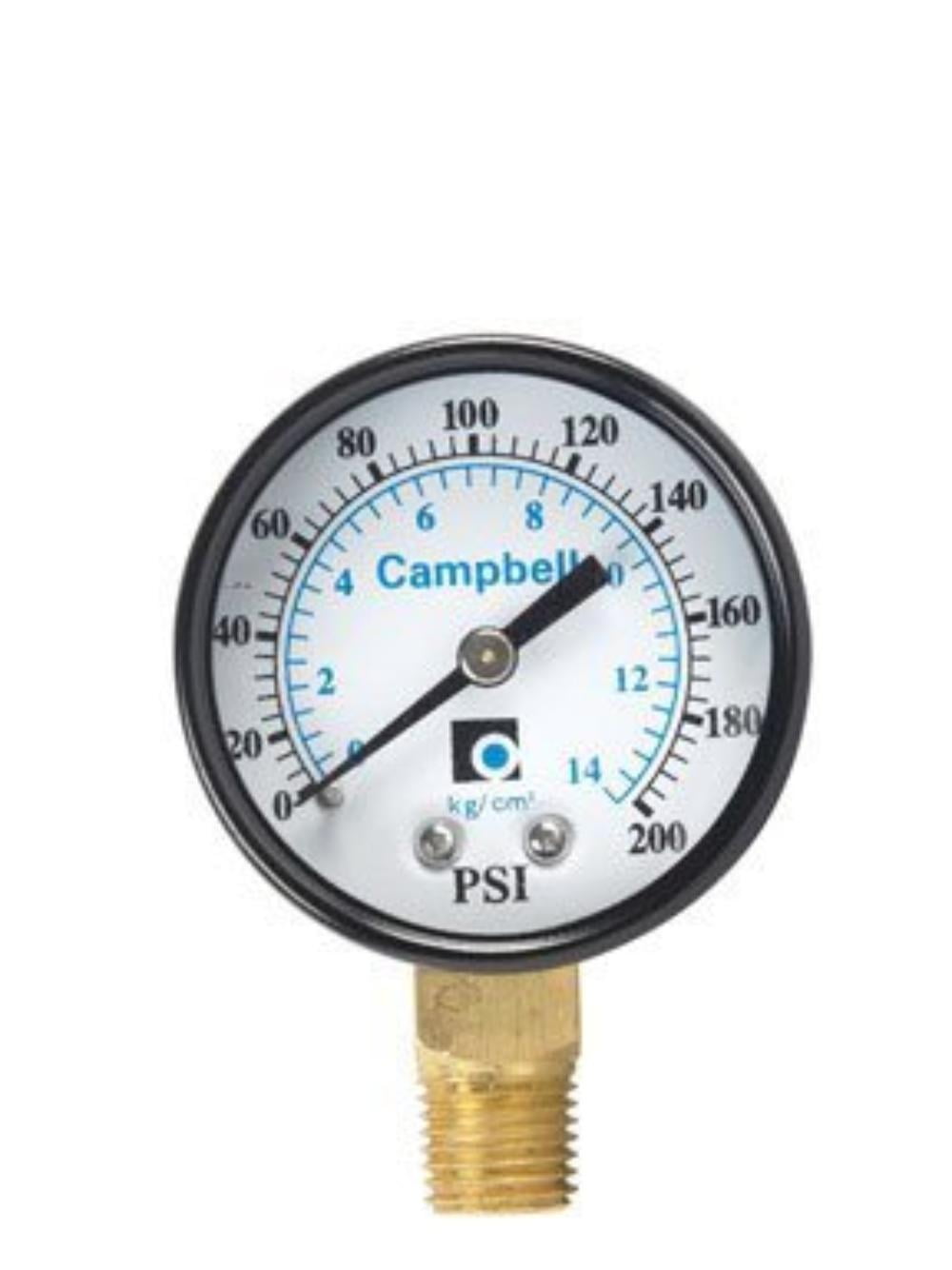 PRESSURE GAUGE 0-200 LF by CAMPBELL MfrPartNo PG2T-NL