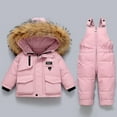 thumbnail image 2 of GiLiling Baby Snowsuit Set - Hooded Puffer Jacket and Snow Bib Pants, 2 Piece Winter Outfit for Boys and Girls (Pink, 12-18 Months), 2 of 8