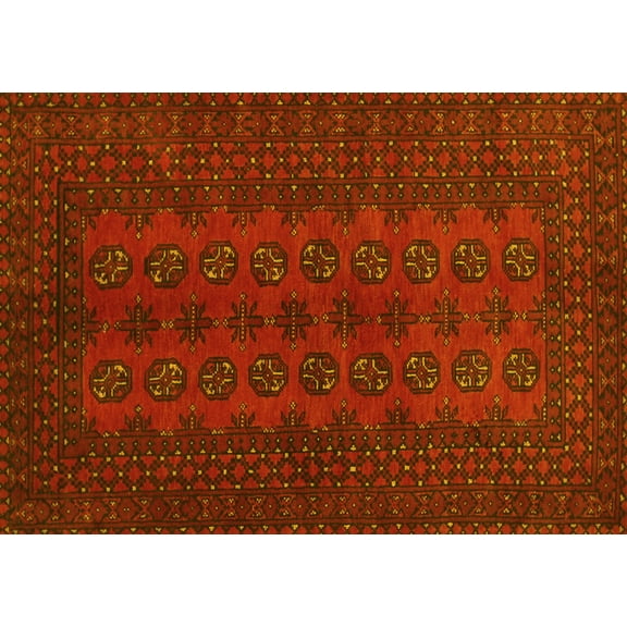 Ahgly Company Machine Washable Indoor Rectangle Persian Yellow Traditional Area Rugs, 5' x 7'