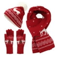 thumbnail image 2 of Dyfzdhu Scarf Gloves Hat Set For Teen Girls Women&Men Fall Winter Warm Wool Hat Scarf Gloves Three Pieces Red, 2 of 9