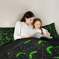thumbnail image 5 of jejeloiu Kids Happy Halloween Full Size Comforter Sets,Green Diamond Bats Bedding Comforter Set,Gothic Spider Webs Bedding Sets For Teens,Ultra Soft Home Decor Reversible,3-Piece, 5 of 8
