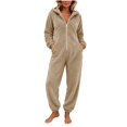 thumbnail image 4 of Purcolt Women's Flannel Fleece Hooded Jumpsuits Casual Long Sleeve Zip-up Onesie Pajamas Winter Warm One Piece Casual Loungewear with Pockets, 4 of 9