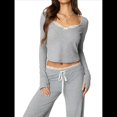 thumbnail image 2 of Conjuntos de 2 Piezas para Mujer, Conjuntos de Otoño, Chándales de Larga y Pierna , Conjuntos Casuales para Estar en Casa, Conjuntos A Juego Gris M, 2 of 10