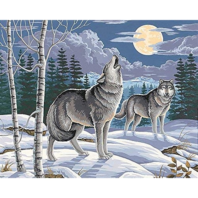 Taladro Pintura Diamante (DE4245) 5D DIY Completo Lobo Punto de Cruz Bordado Kit (104) 20X30cm Hugtrwg Para estrenar
