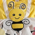thumbnail image 5 of mgoYE Baby Girl Dresses Ruffled Sleeve Casual Dress Summer Bee Print Baby Girl Clothes with Cute Headband(Yellow,12-18 Months), 5 of 5