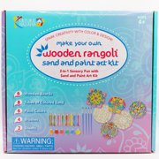 Kulture Khazana: Make Your Own Wooden Rangoli - 2-In-1 Sand & Paint Art Kit - Creative Diwali Activity, Mess-Free Drop Cloths, Kids DIY Sensory Craft