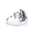 thumbnail image 3 of Celestial Moon And Sun Filigree Crescent Affectionate Fashion Oxidized Ring Band Solid 925 Sterling Silver Thumb Ring Size 4, 3 of 5
