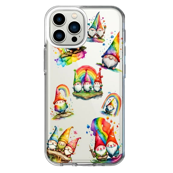 MUNDAZE Apple iPhone 11 Pro Max Shockproof Clear Hybrid Protective Phone Case Colorful Neon Glow Rainbow Gnomes Cover