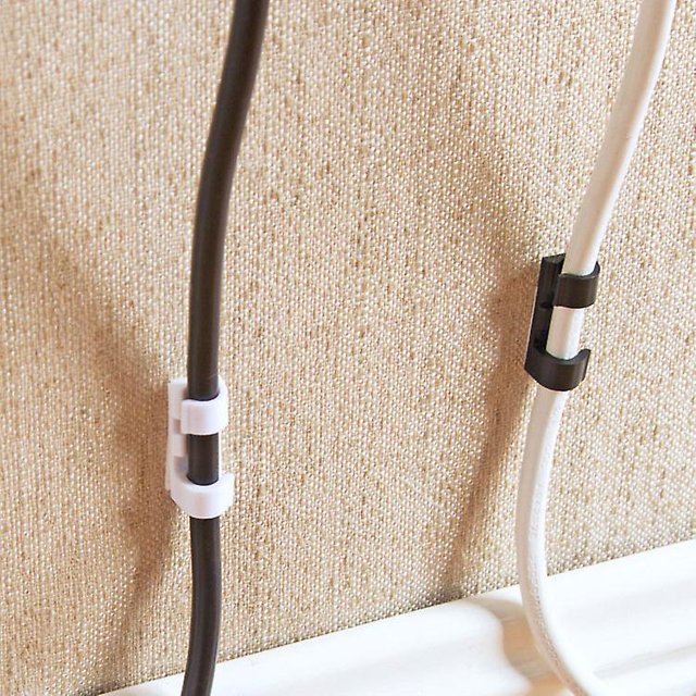Juego de organizador de cables de guía de cables multiusos para escritorio, cable de alimentación, cable de audio, cables de carga, etc. (60 piezas, negro + blanco + color transparente LingWen 8390613784506