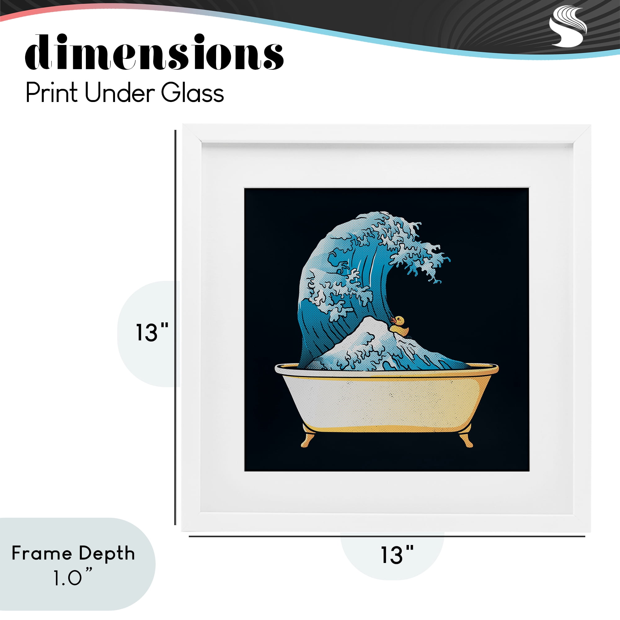 Stupell Industries Bathtub with Kanagawa Wave White Framed Print Under Glass, design by Tobe Fonseca