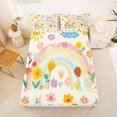 thumbnail image 4 of Manfei Boho Rainbow Queen Sheets, Strawberry Floral Queen Sheet Sets, Cream Pink, 4-Piece, 1 Flat Sheet, 1 Fitted Sheet and 2 Pillowcases, 4 of 6