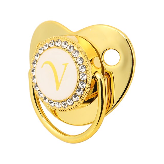 Chupete De Bebé Chupete De Bebé Con Letras Chupete De Bebé Dorado Diseño Curvo 26 Letras Materiales Seguros Chupete De Bebé Bling Saludable Con Clips Para Bebés De 6 A 18 EOTVIA No