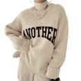 thumbnail image 1 of Blusa Jersey de cuello redondo para mujer, jersey de manga larga de estilo perezoso, traje diario de ajuste holgado Ygjytge Beige Única para Mujer, 1 of 1