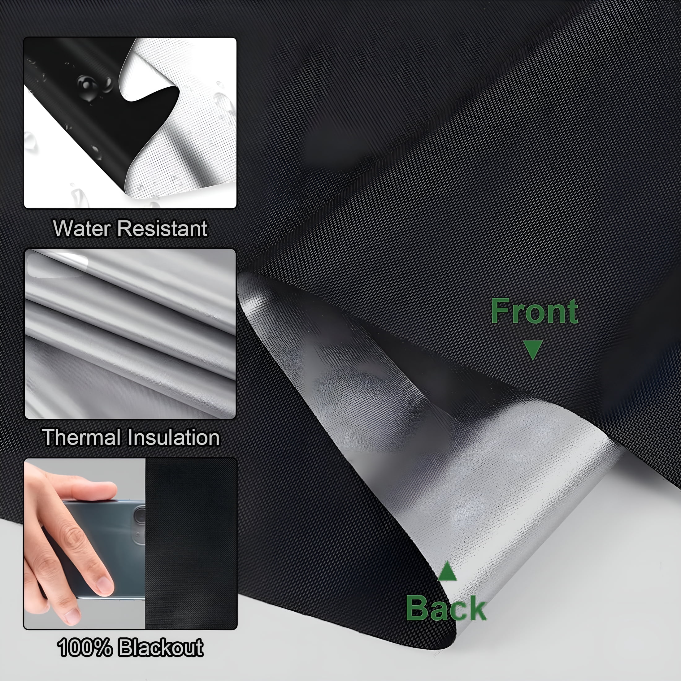XIBUFE 2026 New Blackout Blinds for Bedroom,118" X 57" Portable Blackout Shades No Drill Window Blinds Cut to Size,Travel Blackout Curtains Window Cover Film for Nursery,Bedroom,Dorm Room,Rv,Black