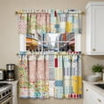 thumbnail image 7 of Boho Stripe Kitchen Curtains and Valance Set Linen Tier Curtains for Cafe Living Room Bathroom Window Treatments Rod Pocket 3 Pieces Set, H, 7 of 7