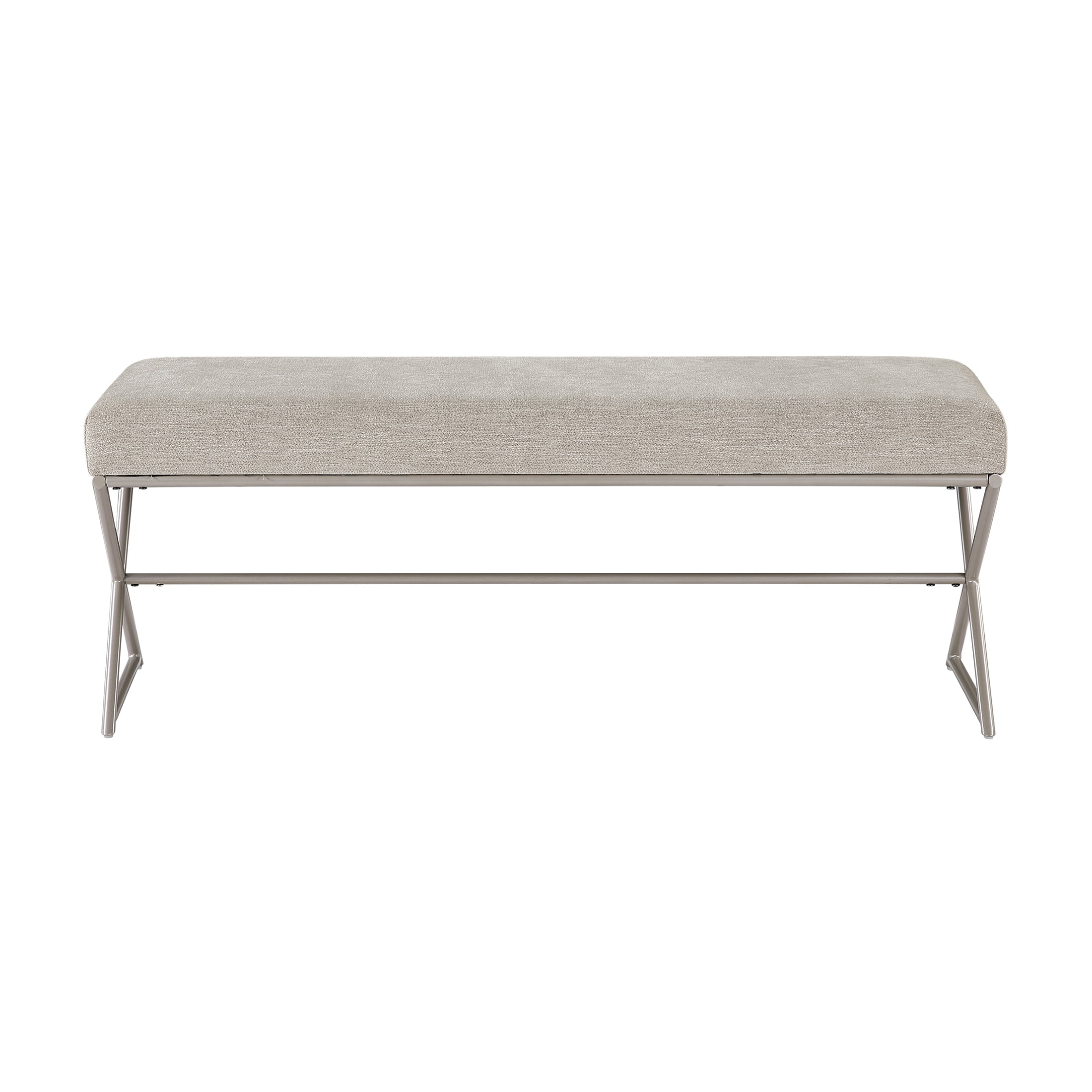OakvillePark Crestmarsh Metal Frame Chenille Bench, Taupe