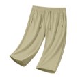 thumbnail image 7 of WQQZJJ Plus Size Women's Capri Pants, Solid Color Casual Straight Leg Pants, Drawstring Elastic Waist Comfortable Outdoor Workout 7/10 Pants, 7 of 7