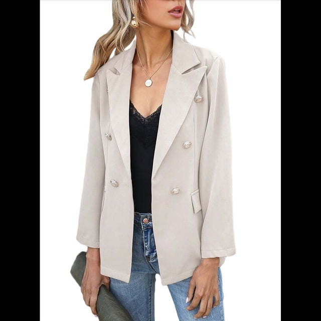 Chaqueta Blazer para Mujer, Informal, de Negocios, con Frente Abierto, Solapa, Elegante Abrigo con Bolsillos Albaricoque XL