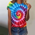 thumbnail image 2 of Tnhcen Women's Summer Colorful Print Crewneck T-Shirts | Plus Size Friendly S-2XL | Polyester Spandex Blend Tops, 2 of 5
