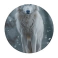 thumbnail image 4 of WYYP Round Table Cover 100% Polyester Waterproof Resistant Fabric - The Appearance of the Wolf Searching for Food, The Fierce Hunter White, 4 of 8