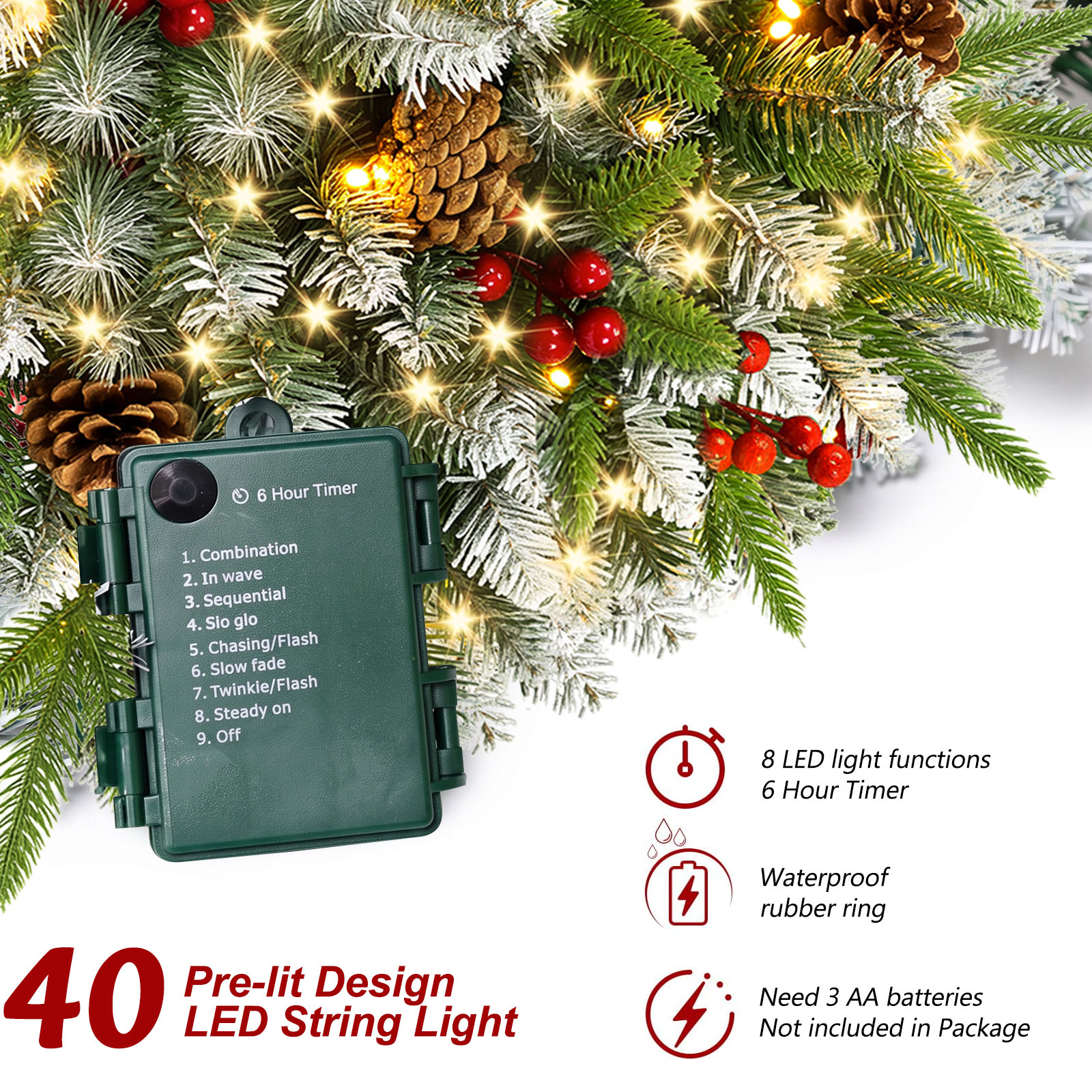 Yexmas 24-Inch Pre-Lit Small Christmas Trees, Set of 2 photo 3