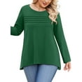 thumbnail image 2 of WellSize Plus Size Women Tunic Tops Casual Crew Neck Long Sleeve Blouses Dressy Pleated Fall Shirts, 2 of 9