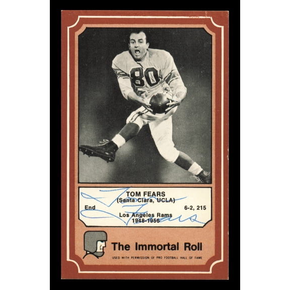 Tom Fears Autographed 1975 Fleer Card #72 Los Angeles Rams SKU #240931