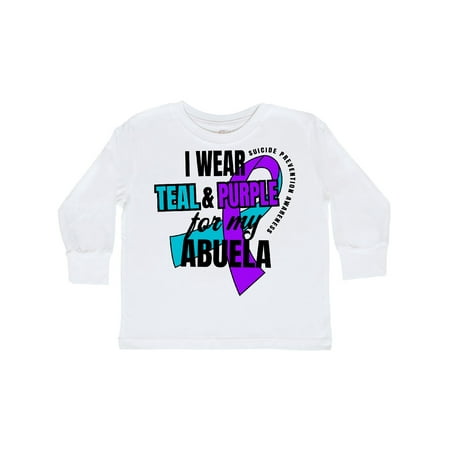 

Inktastic Suicide Prevention I Wear Teal and Purple for My Abuela Gift Toddler Boy or Toddler Girl Long Sleeve T-Shirt