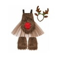 thumbnail image 2 of Argulvti Infant Baby Girls Christmas Outfits Sleeveless Romper with Antlers Headband Leg Warmers Set, 2 of 9