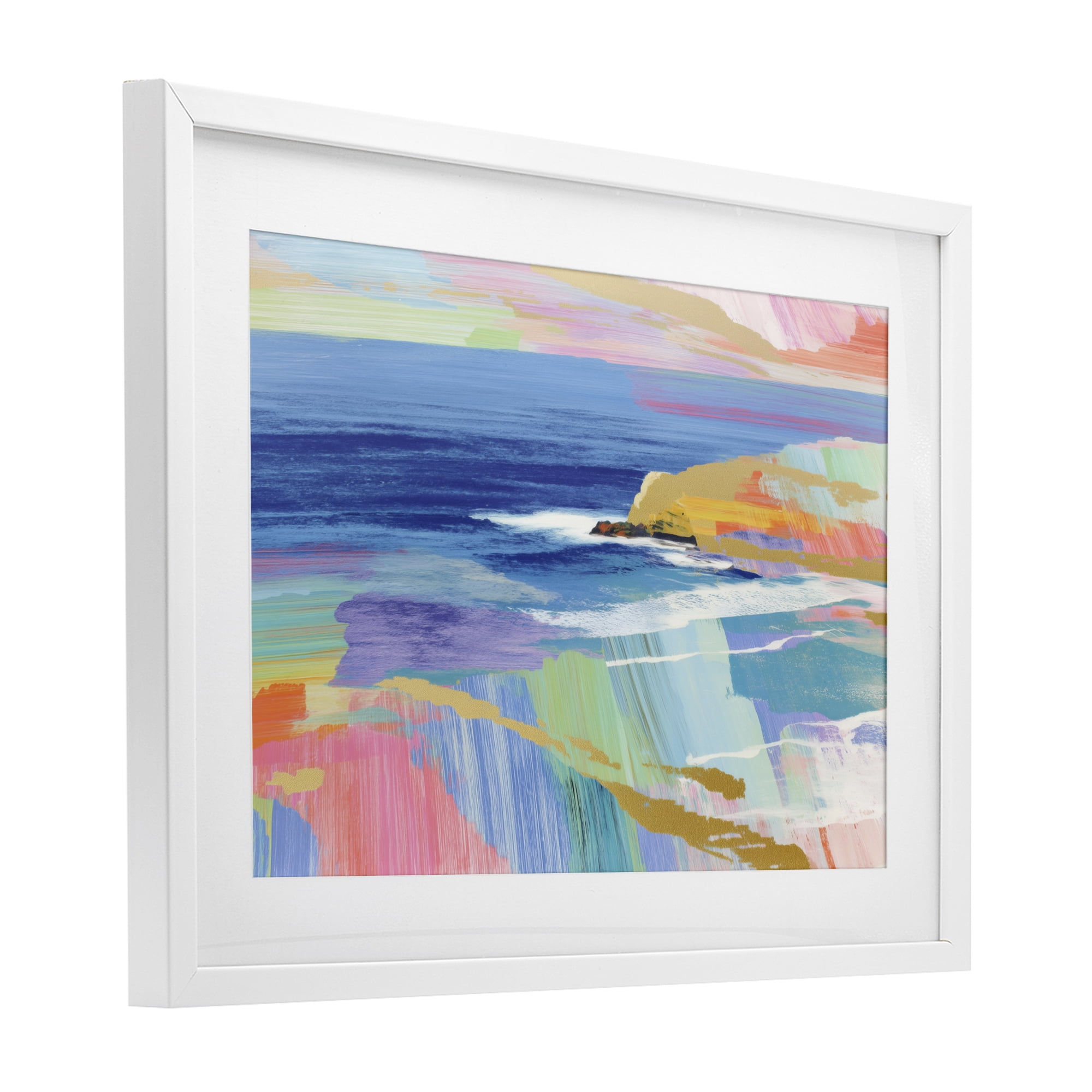 Stupell Industries Hawaii Coastline Abstraction White Framed Print Under Glass, design by Chromatic Storm Studio