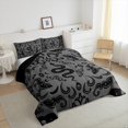 thumbnail image 3 of Erosebridal Black Boho Snake Print Bedding Set Hippie Halloween Gothic Comforter Set Twin Teen Men Retro Baroque Damask Floral Quilt Comforter Goth Reptile Animal Bed Set Grey, 3 of 5
