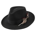 thumbnail image 4 of Mens Fedora Hats Classic Wide Brim Fedora Hat for Women Men Dress Hats Panama Hat Dance Party Wedding Trilby Bowler Panama Hat, 4 of 4