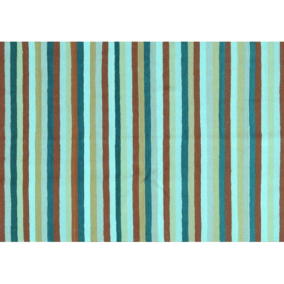 Ahgly Company Indoor Rectangle Abstract Light Blue Contemporary Area Rugs, 5' x 8'