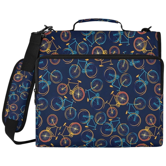 ALAZA Zipper Binder Neon Bicycle Pattern 2 inch 3 Ring 500 Sheet Capacity Trapper Keeper File Folder Organizer Bag