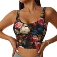 thumbnail image 1 of Fotbe Rose Flowers Sujetador Deportivo Largo sin Aros para Mujer con Almohadillas y Soporte Medio, Transpirable y Absorbente, Camiseta Tipo Chaleco o Tank Top-Large, 1 of 8