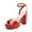RED-PU, variant on Platform High Heels for Women Chunky Round Open Toe Ankle Strap Stylish Heeled Sandals for Party Prom Wedding