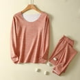 thumbnail image 4 of Wowcloth Woman's Thermal Homewear Set, Seamless Solid Color Round Neck Long Sleeve Top & Pants, Warm Fleece-Lined Loungewear for Winter Indoor and Sleepwear, 4 of 4