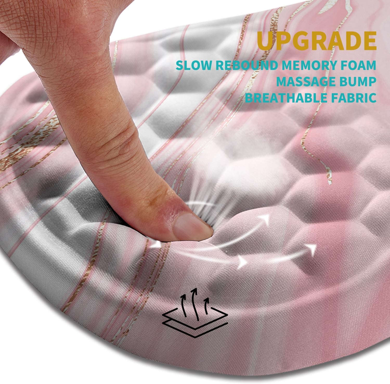 Ergonomic Mouse Pad Wrist Support, Wrist Rest Mousepad for Carpal Tunnel Pain Relief with Integrated Memory Foam Slope Massage Bulge (11.8x7.9 inch,Pink Fluid