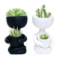 thumbnail image 4 of Mini Decorative Pots for Plants Human Shaped Ceramic Succulent Planters with Fake Plants Cute Cactus Flower Pots Decorative Plant Planters Humanoid for Desktop, Home Decoration, Office, Cafes, 4 of 9