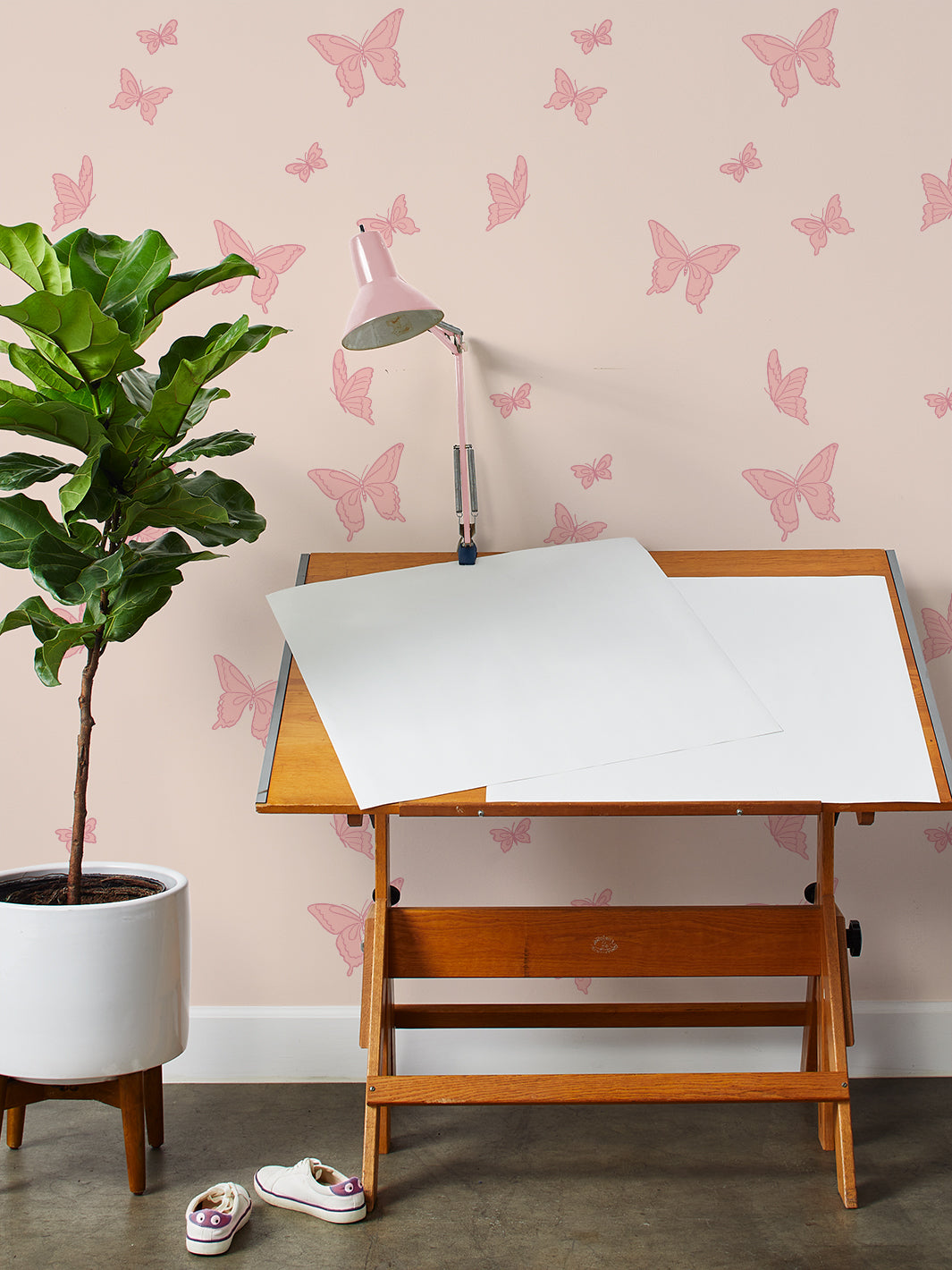 Butterfly Removable Vinyl Wallpaper by Babie - Peach