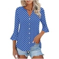 thumbnail image 3 of Uootdi Women's Blouses Polka Dot Print V Neck Flare Sleeve Solid Casual Tops Office Commute Style Lightweight Breathable Loose Fit Shirts Gift, 3 of 7
