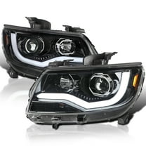 Spec-D Tuning Jet Black LED Light Bar Projector Headlights Compatible with 2015-2022 Chevy Colorado, Left   Right Pair Headlamps Assembly