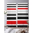 thumbnail image 4 of Sheer Curtains 84 inches Long 2 Panels Set Abstract Striped Light Filtering Sheer Drapes Rod Pocket Window Curtains for Living Room/Bedroom, Red Black White, 4 of 8