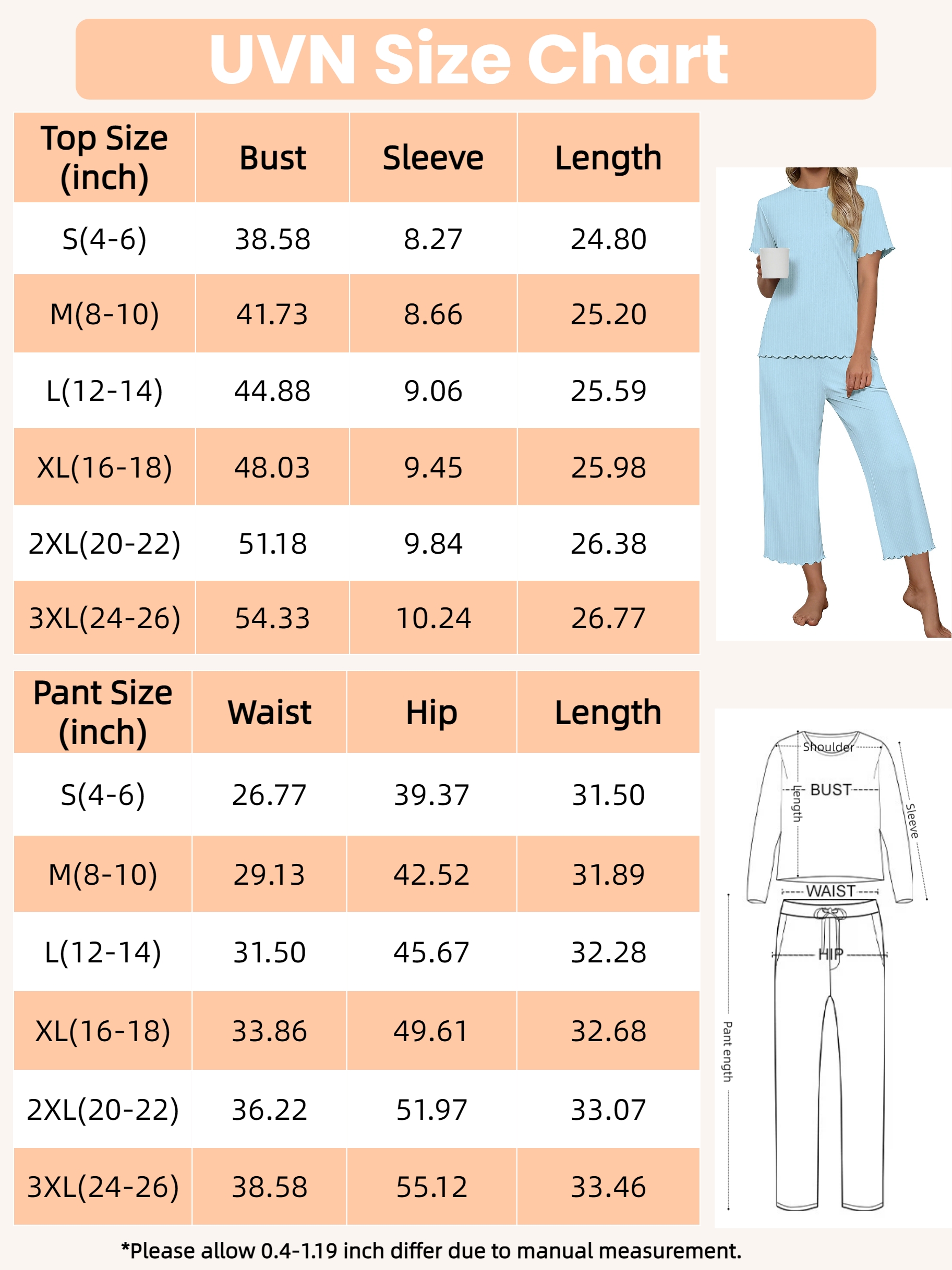 UVN Women's Short Sleeve Pajama Set with Capri Pants photo 2