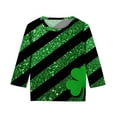 thumbnail image 5 of dazeni Holiday Shirts Girls 3/4 Sleeve Tops Crewneck Blouses Cute Graphic Tees Funny St Patricks Day Outfit Green8, 5 of 6