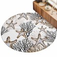 thumbnail image 2 of Round Area Rugs 3.3Ft, Coastal Brown Coral Non-Slip Washable Circle Rugs Carpet, Summer Ocean Starfish Nautical Vintage Indoor Outdoor Rug Floor Mats Throw Runner for Bedroom Living Room Bathroom, 2 of 8