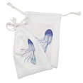 thumbnail image 2 of Jellyfish Fabric Pouch Set of 2, Pattern of Aquatic Animal Poisonous Tentacles Floating Away, Small Drawstring Bag for Toiletries Masks and Favors, 9" x 6", Off White Persian Blue, by Ambesonne, 2 of 2